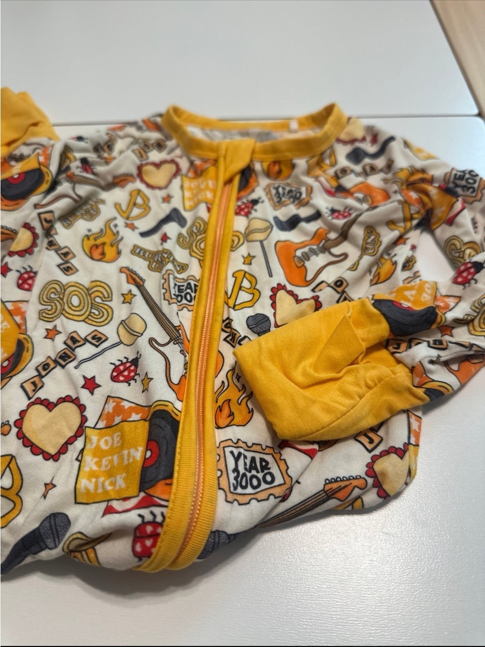 Lolly & Laddie Bamboo Jonas Brothers Burnin’ Up Sleeper Zippered Romper 6-12m